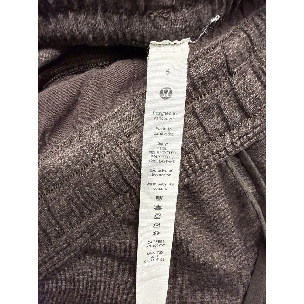 Lululemon Heathered Brown Performance Joggers Drawstring Waist Sz 6